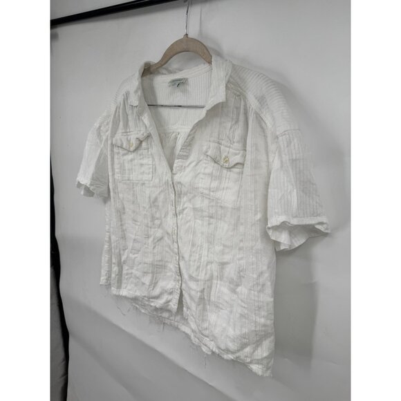 Sundance Button Front White Top Women PL Bohemian Peasant Prairie Coastal Beach - Picture 5 of 7